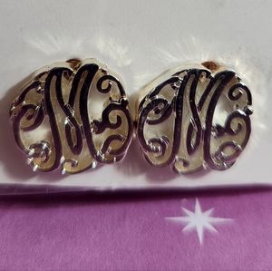 Initial M Stud Earrings NWT